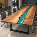 Walnut Turquoise Stream Live Edge Epoxy Resin Conference River Table