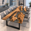 Rectangular Conference Table with Olive Wood and Epoxy Resin