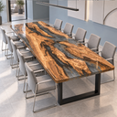 Rectangular Conference Table with Olive Wood and Epoxy Resin