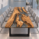 Rectangular Conference Table with Olive Wood and Epoxy Resin