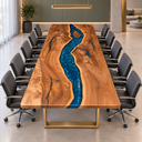Walnut and Epoxy Resin Conference Table for Client Meeting Areas