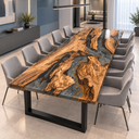 Rectangular Conference Table with Olive Wood and Epoxy Resin