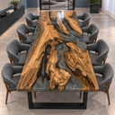 Rectangular Conference Table with Olive Wood and Epoxy Resin