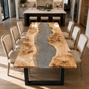 Exquisite Luxury Poplar Wood Ice Crystal Epoxy Resin Slab Dining Table 110"x39"x2" - LuxEpoxyTables