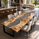 Exquisite Luxury Poplar Wood Ice Crystal Epoxy Resin Slab Dining Table 110"x39"x2" - LuxEpoxyTables